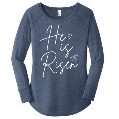 He Is Risen Jesus Easter Heart Women's Perfect Tri Tunic Long Sleeve Shirt