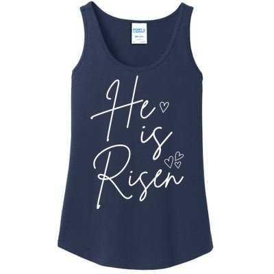 He Is Risen Jesus Easter Heart Ladies Essential Tank