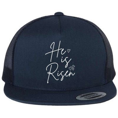 He Is Risen Jesus Easter Heart Flat Bill Trucker Hat