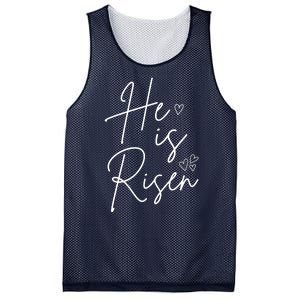 He Is Risen Jesus Easter Heart Mesh Reversible Basketball Jersey Tank