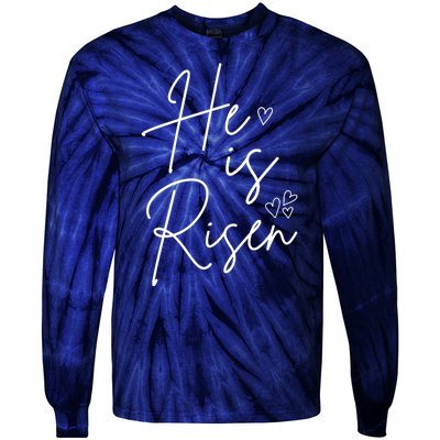 He Is Risen Jesus Easter Heart Tie-Dye Long Sleeve Shirt