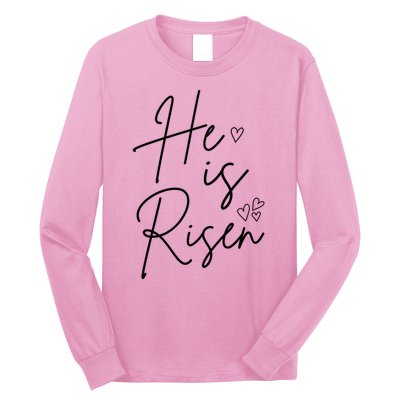 He Is Risen Jesus Easter Heart Long Sleeve Shirt