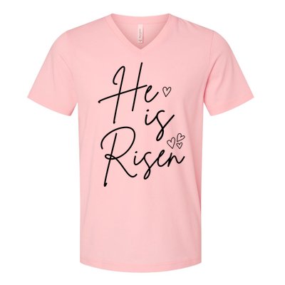 He Is Risen Jesus Easter Heart V-Neck T-Shirt