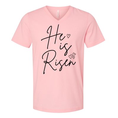 He Is Risen Jesus Easter Heart V-Neck T-Shirt