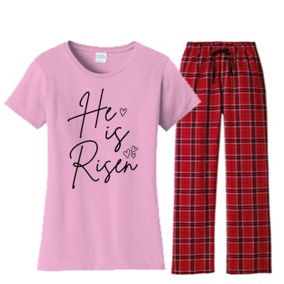 He Is Risen Jesus Easter Heart Women's Flannel Pajama Set