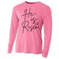 He Is Risen Jesus Easter Heart Cooling Performance Long Sleeve Crew