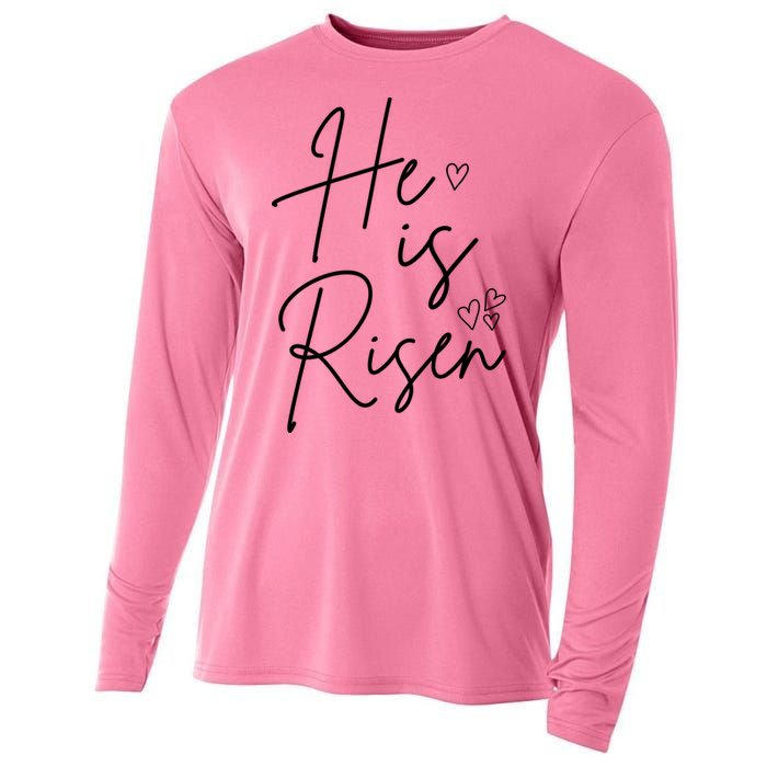 He Is Risen Jesus Easter Heart Cooling Performance Long Sleeve Crew