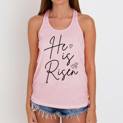 He Is Risen Jesus Easter Heart Women's Knotted Racerback Tank