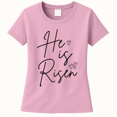 He Is Risen Jesus Easter Heart Womens T-Shirt