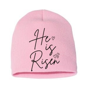 He Is Risen Jesus Easter Heart Short Acrylic Beanie