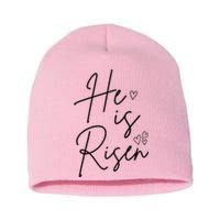 He Is Risen Jesus Easter Heart Short Acrylic Beanie