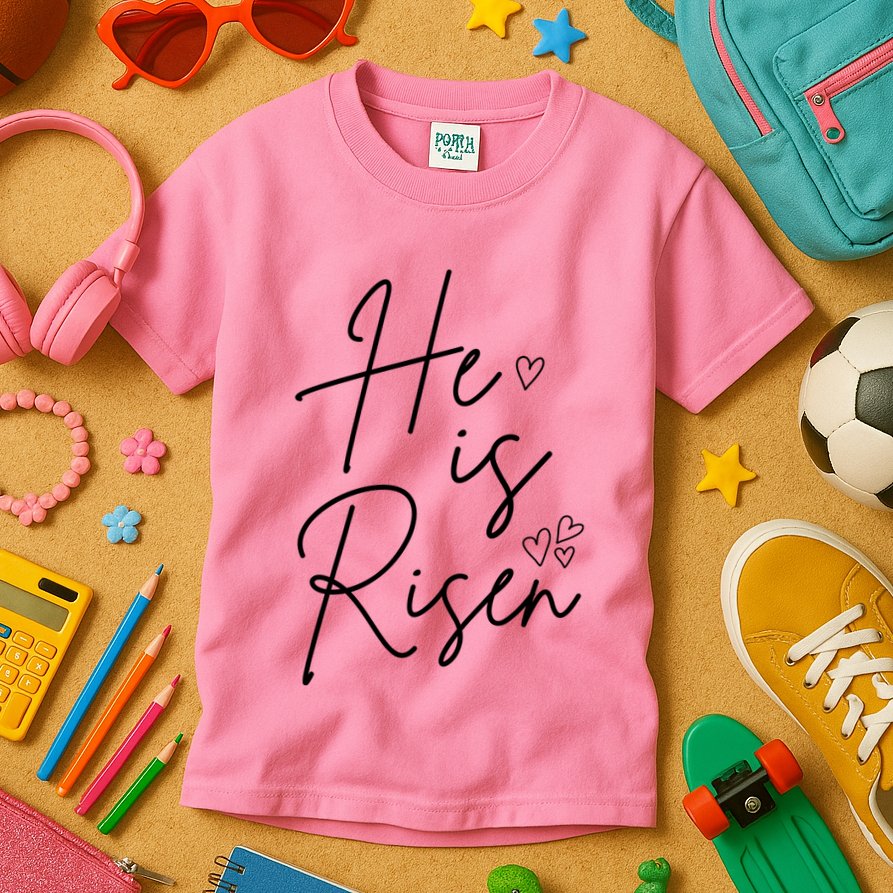 He Is Risen Jesus Easter Heart Kids T-Shirt