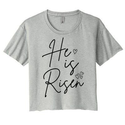 He Is Risen Jesus Easter Heart Women's Crop Top Tee