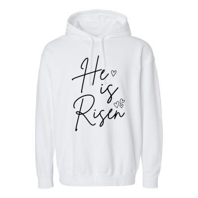 He Is Risen Jesus Easter Heart Garment-Dyed Fleece Hoodie