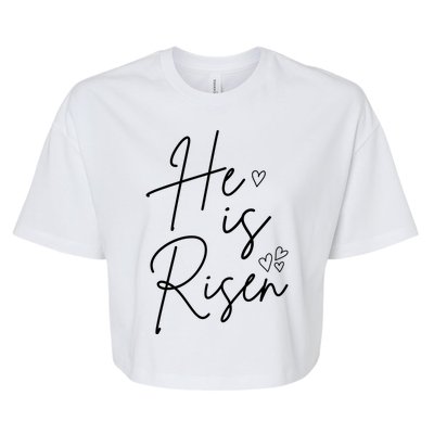 He Is Risen Jesus Easter Heart Bella+Canvas Jersey Crop Tee