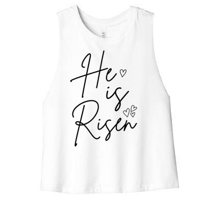 He Is Risen Jesus Easter Heart Women's Racerback Cropped Tank