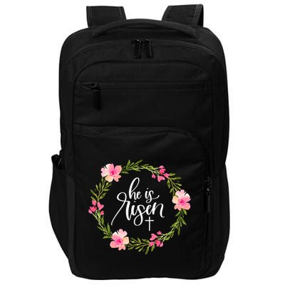 He Is Risen Jesus Christian Happy Easter Floral Wreath Great Gift Impact Tech Backpack
