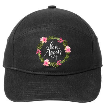 He Is Risen Jesus Christian Happy Easter Floral Wreath Great Gift 7-Panel Snapback Hat