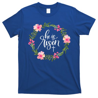 He Is Risen Jesus Christian Happy Easter Floral Wreath Great Gift T-Shirt
