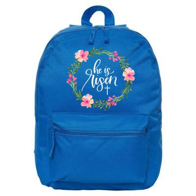 He Is Risen Jesus Christian Happy Easter Floral Wreath Great Gift 16 in Basic Backpack