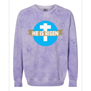 He Is Risen Christian Easter Funny Colorblast Crewneck Sweatshirt