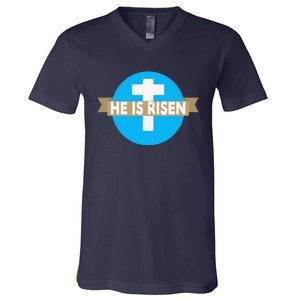 He Is Risen Christian Easter Funny V-Neck T-Shirt