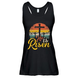 He is Risen Jesus Christian Happy Easter Floral Wreath Ladies Essential Flowy Tank