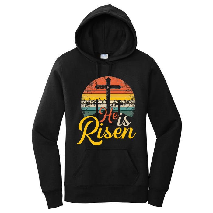 He is Risen Jesus Christian Happy Easter Floral Wreath Women's Pullover Hoodie