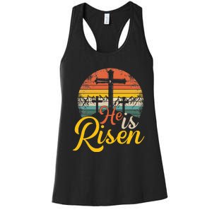 He is Risen Jesus Christian Happy Easter Floral Wreath Women's Racerback Tank