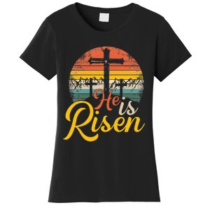 He is Risen Jesus Christian Happy Easter Floral Wreath Women's T-Shirt