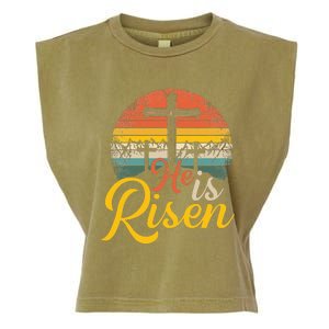 He is Risen Jesus Christian Happy Easter Floral Wreath Garment-Dyed Women's Muscle Tee