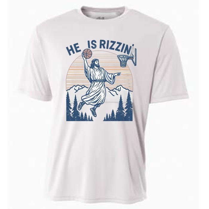 He Is Risen Rizzin Easter Jesus Christian Faith Basketball Cooling Performance Crew T-Shirt