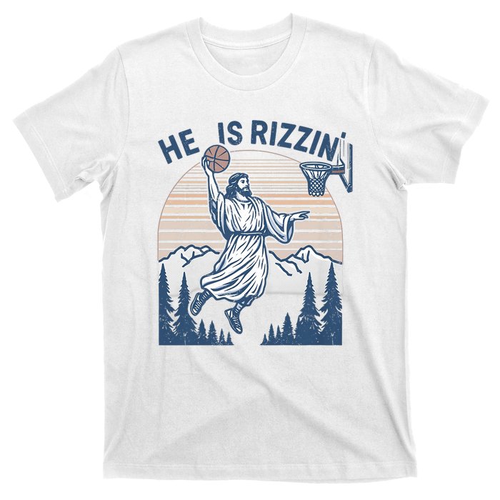 He Is Risen Rizzin Easter Jesus Christian Faith Basketball T-Shirt