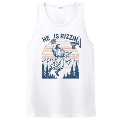 He Is Risen Rizzin Easter Jesus Christian Faith Basketball PosiCharge Competitor Tank