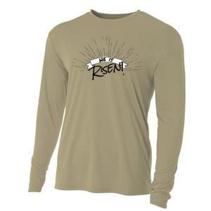 He Is Risen Christian Easter Sunrise Cooling Performance Long Sleeve Crew