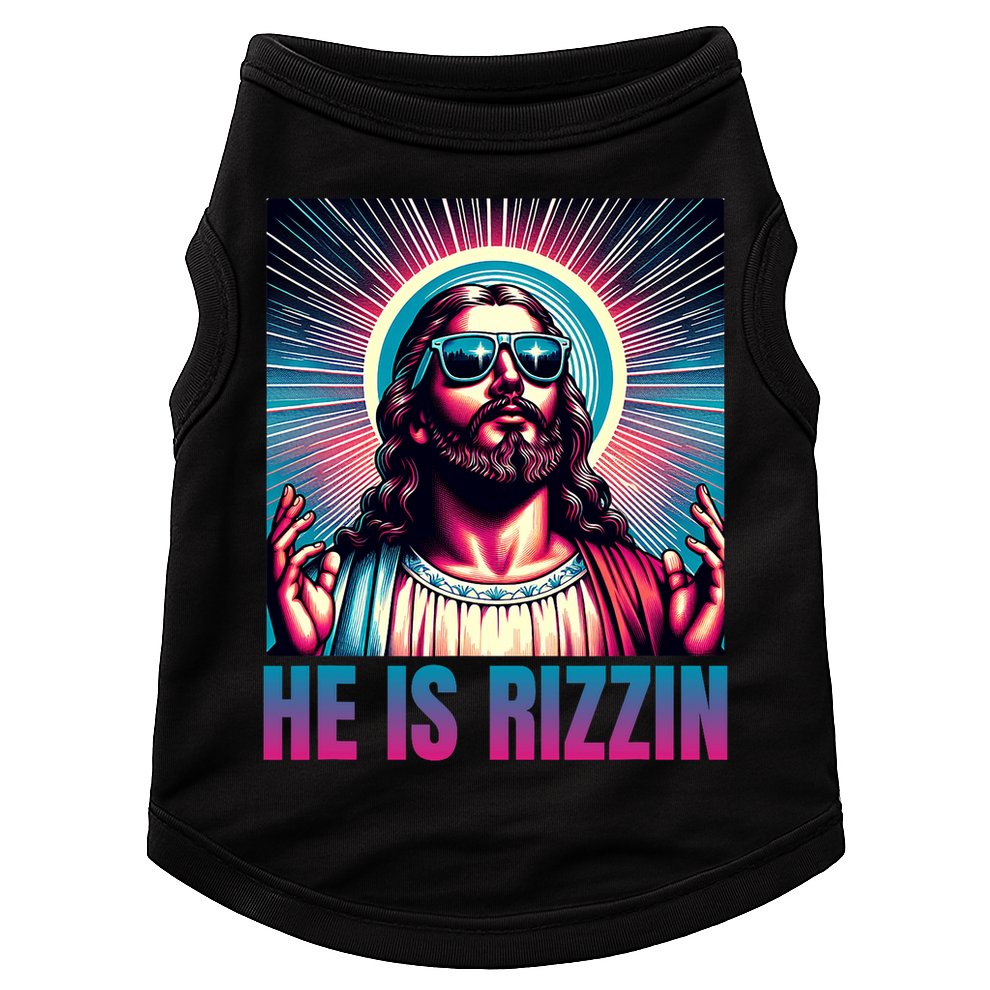 He Is Rizzin Jesus Is Rizzen Doggie Tank