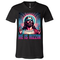 He Is Rizzin Jesus Is Rizzen V-Neck T-Shirt