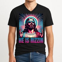 He Is Rizzin Jesus Is Rizzen V-Neck T-Shirt