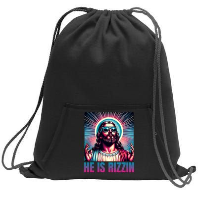 He Is Rizzin Jesus Is Rizzen Sweatshirt Cinch Pack Bag