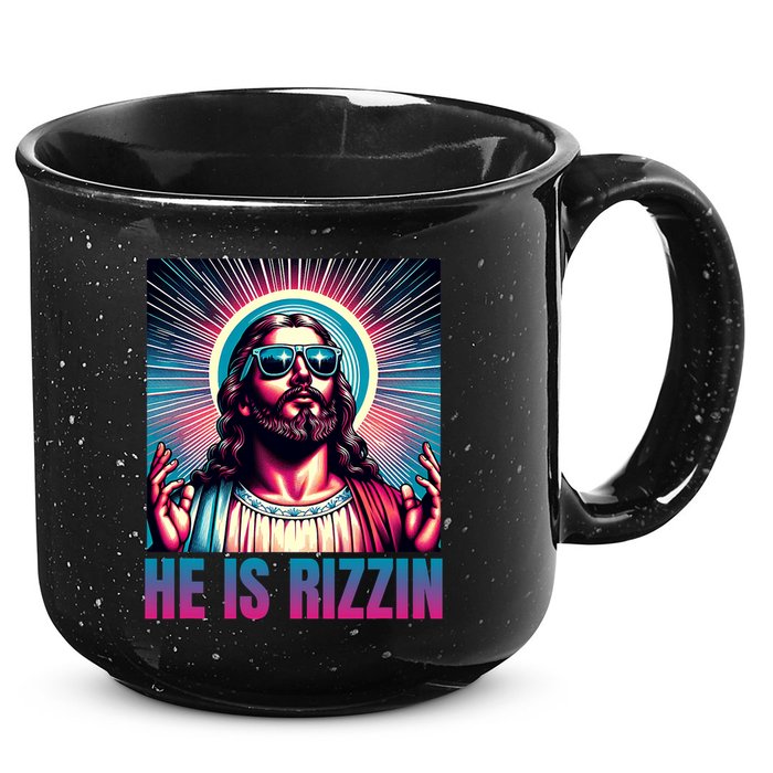 He Is Rizzin Jesus Is Rizzen 15oz Campfire Ceramic Mug