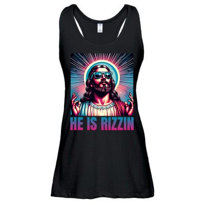 He Is Rizzin Jesus Is Rizzen Ladies Essential Flowy Tank