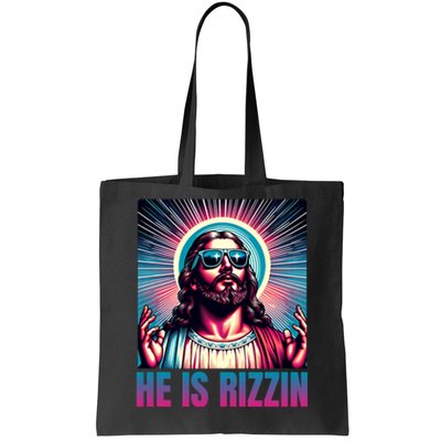 He Is Rizzin Jesus Is Rizzen Tote Bag