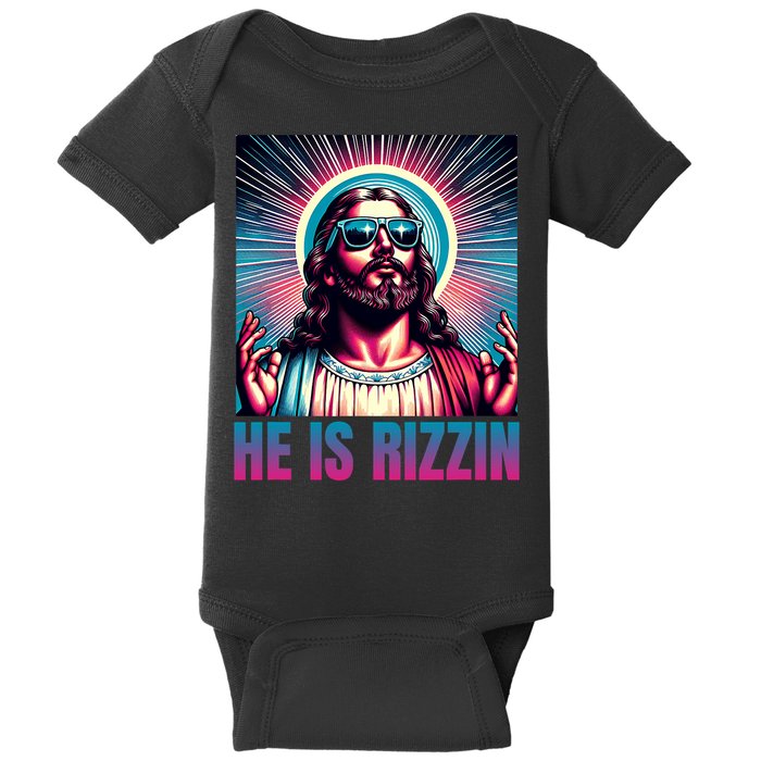 He Is Rizzin Jesus Is Rizzen Baby Bodysuit