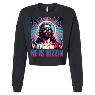He Is Rizzin Jesus Is Rizzen Cropped Pullover Crew
