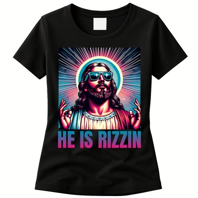 He Is Rizzin Jesus Is Rizzen Womens T-Shirt