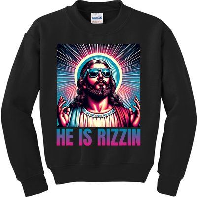 He Is Rizzin Jesus Is Rizzen Kids Sweatshirt