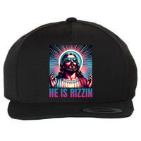 He Is Rizzin Jesus Is Rizzen Wool Snapback Cap