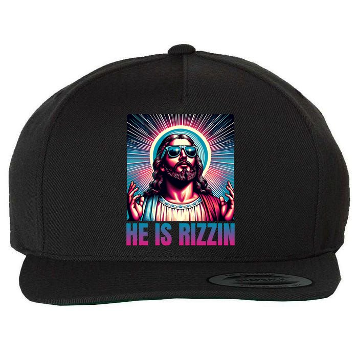 He Is Rizzin Jesus Is Rizzen Wool Snapback Cap