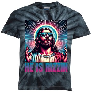 He Is Rizzin Jesus Is Rizzen Kids Tie-Dye T-Shirt