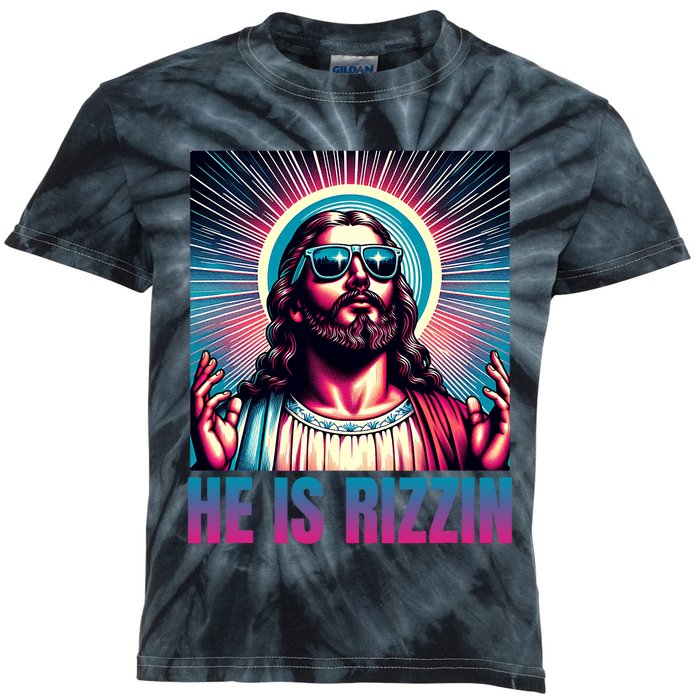 He Is Rizzin Jesus Is Rizzen Kids Tie-Dye T-Shirt